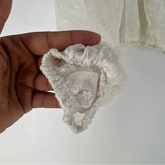 Heatherly Cottage Eyelet‎ Crop Top Balloon Sleeve Peasant Embroidered Size XSP - Picture 4 of 12